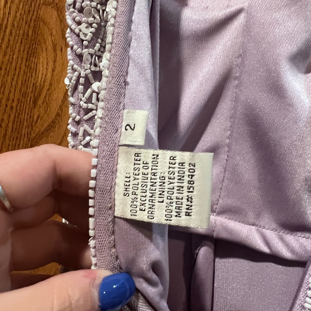 Size 2, light purple with lots of beading evening gown